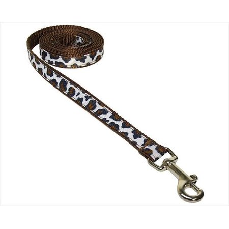 SASSY DOG WEAR Sassy Dog Wear LEOPARD-WHITE1-L 4 ft. Leopard Dog Leash; White & Brown - Extra Small LEOPARD-WHITE1-L